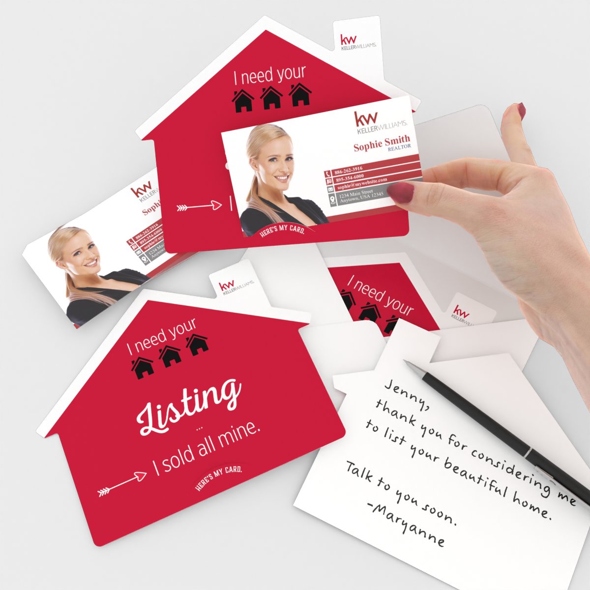 KW House-Shaped Cards (50) I Need Your Listing