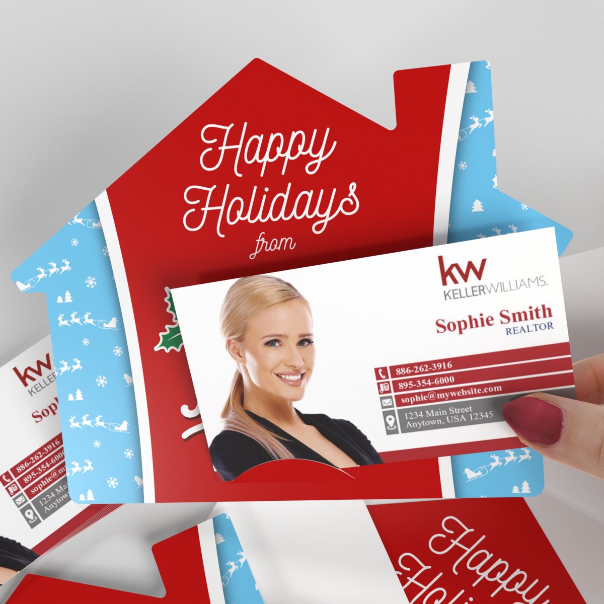 KW House-Shaped Holiday Cards (50) "Santa’s Favorite Realtor®"