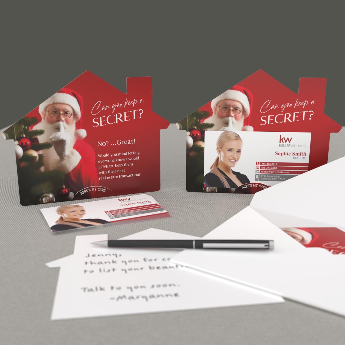 KW House-Shaped Holiday Cards (50) "Can You Keep a Secret?"