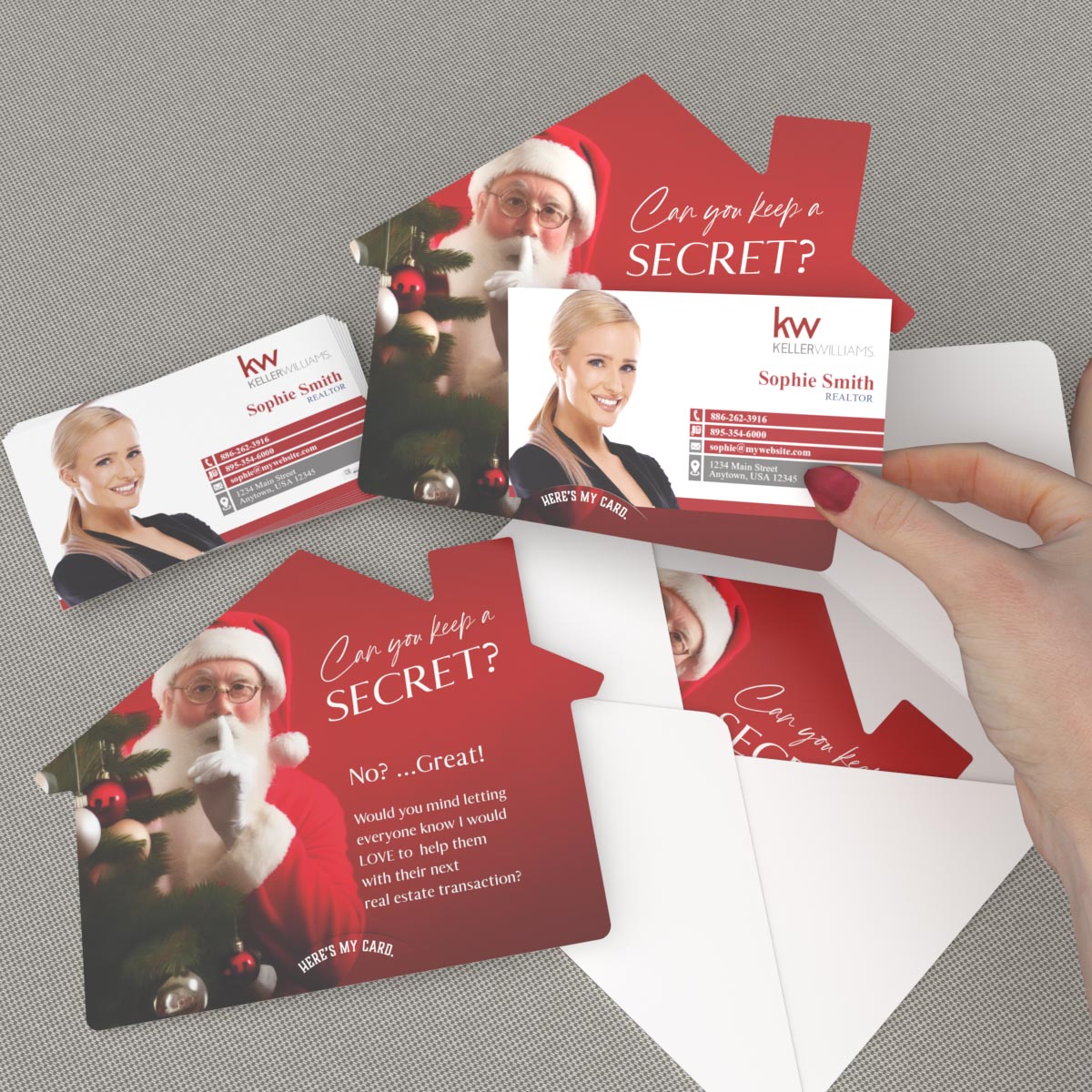 KW House-Shaped Holiday Cards (50) "Can You Keep a Secret?"