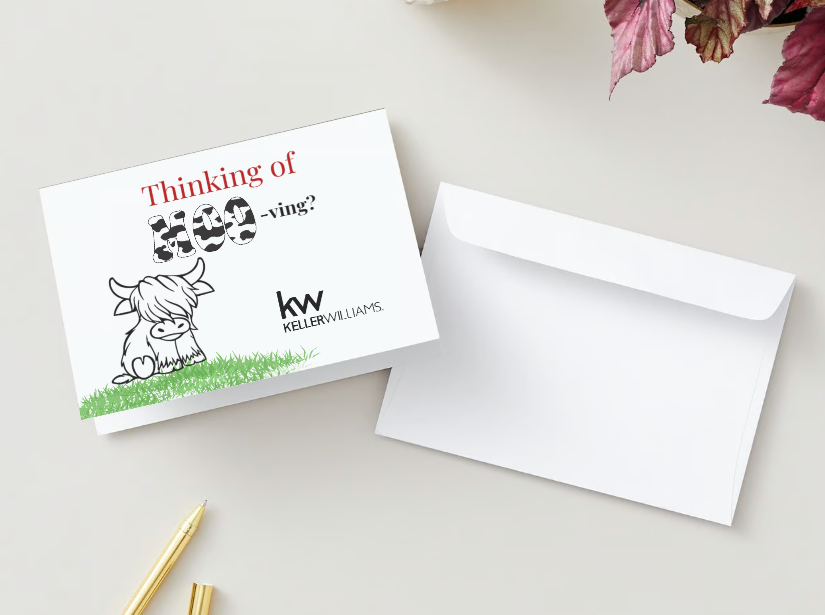 Thinking of Moo-ving funny KW Greeting Card (pack of 50)