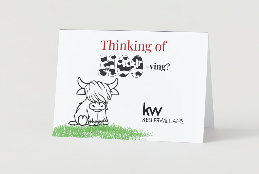 Thinking of Moo-ving funny KW Greeting Card (pack of 50)