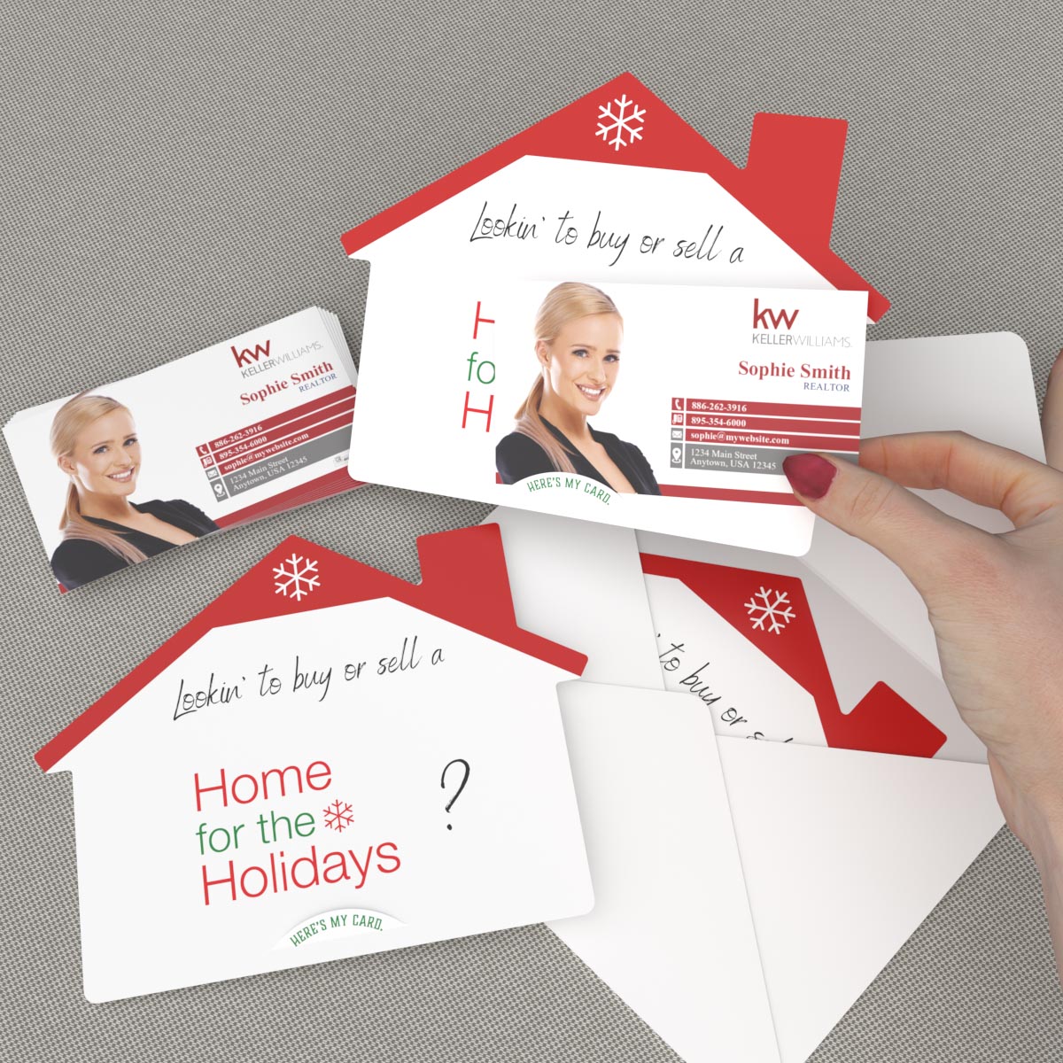 KW House-Shaped Holiday Cards (50) "Home for the Holidays"