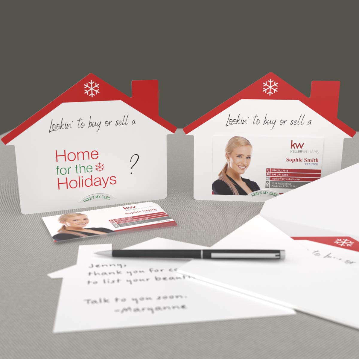 KW House-Shaped Holiday Cards (50) "Home for the Holidays"