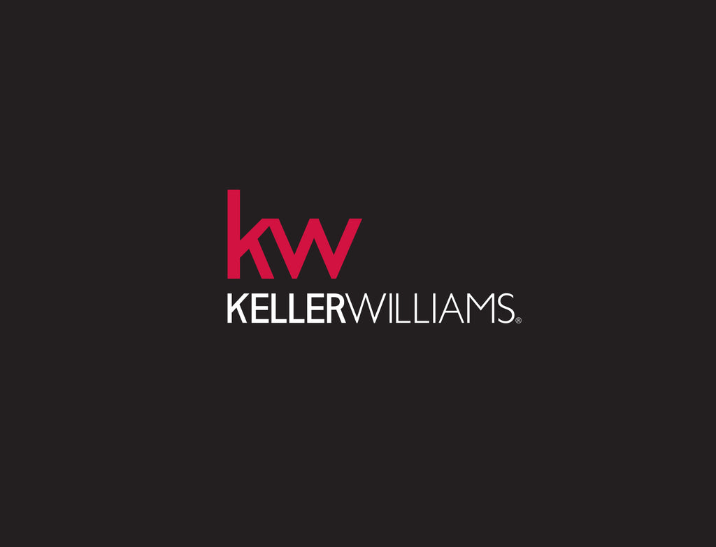 Black notecard front with Keller Williams logo in red and white centered