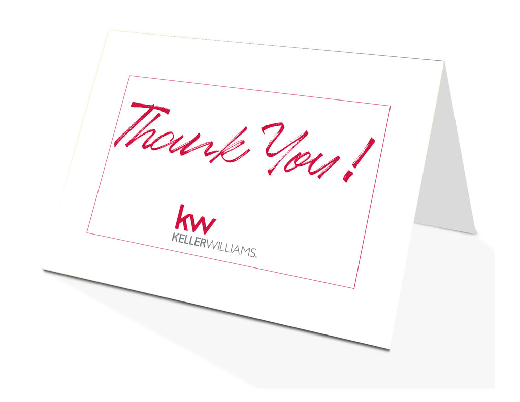 White Thank you card with KW Keller Williams logo