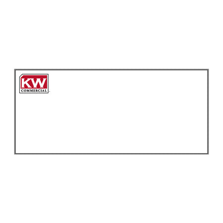 white #10 envelope with red and white Keller Williams commercial in top left corner